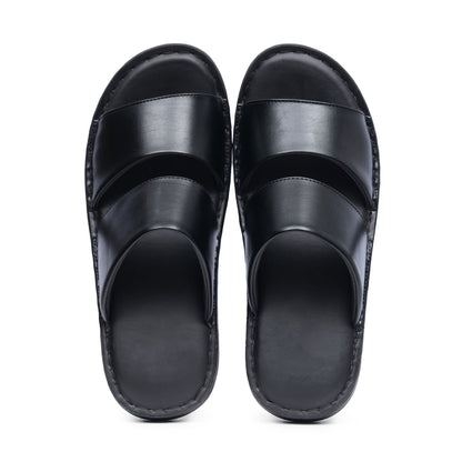 Black Strap Pure Cow Leather Chappal - T1