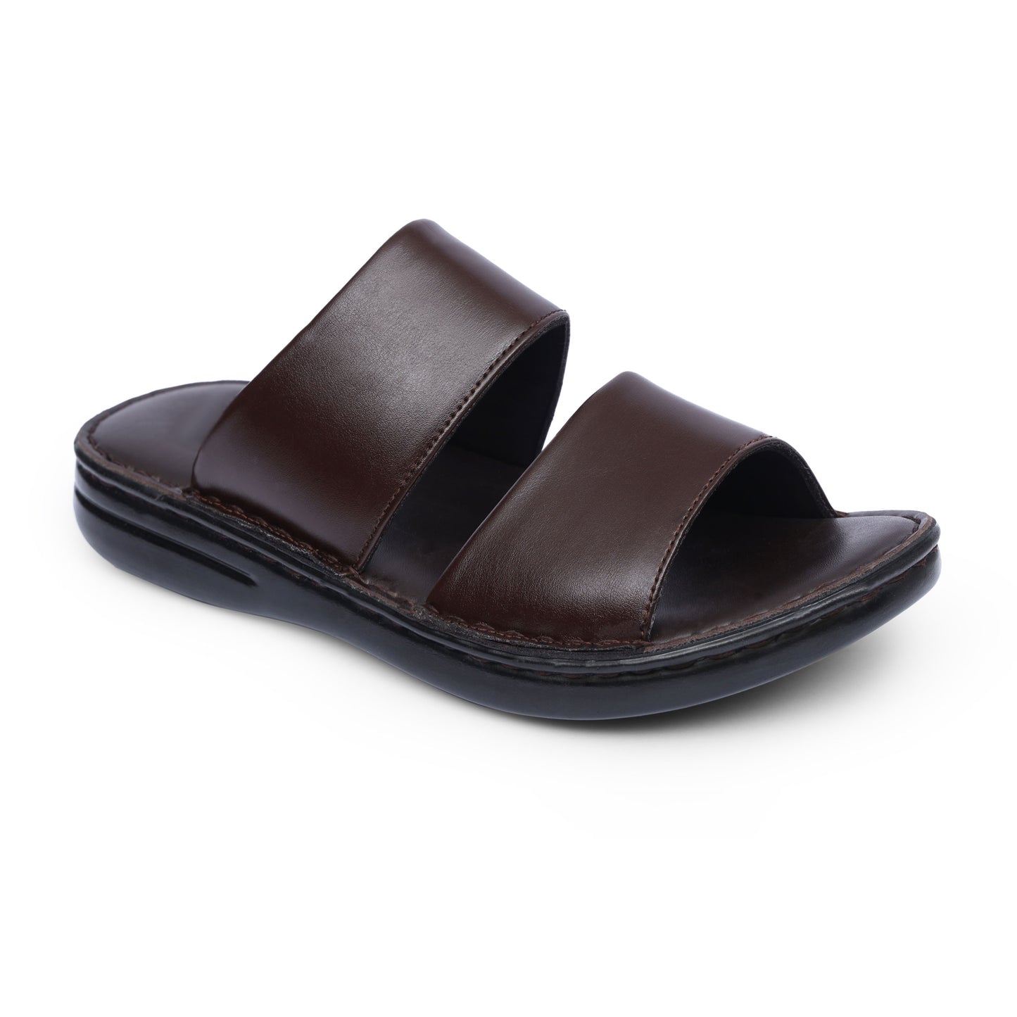 Brown Strap Pure Cow Leather Chappal - T1