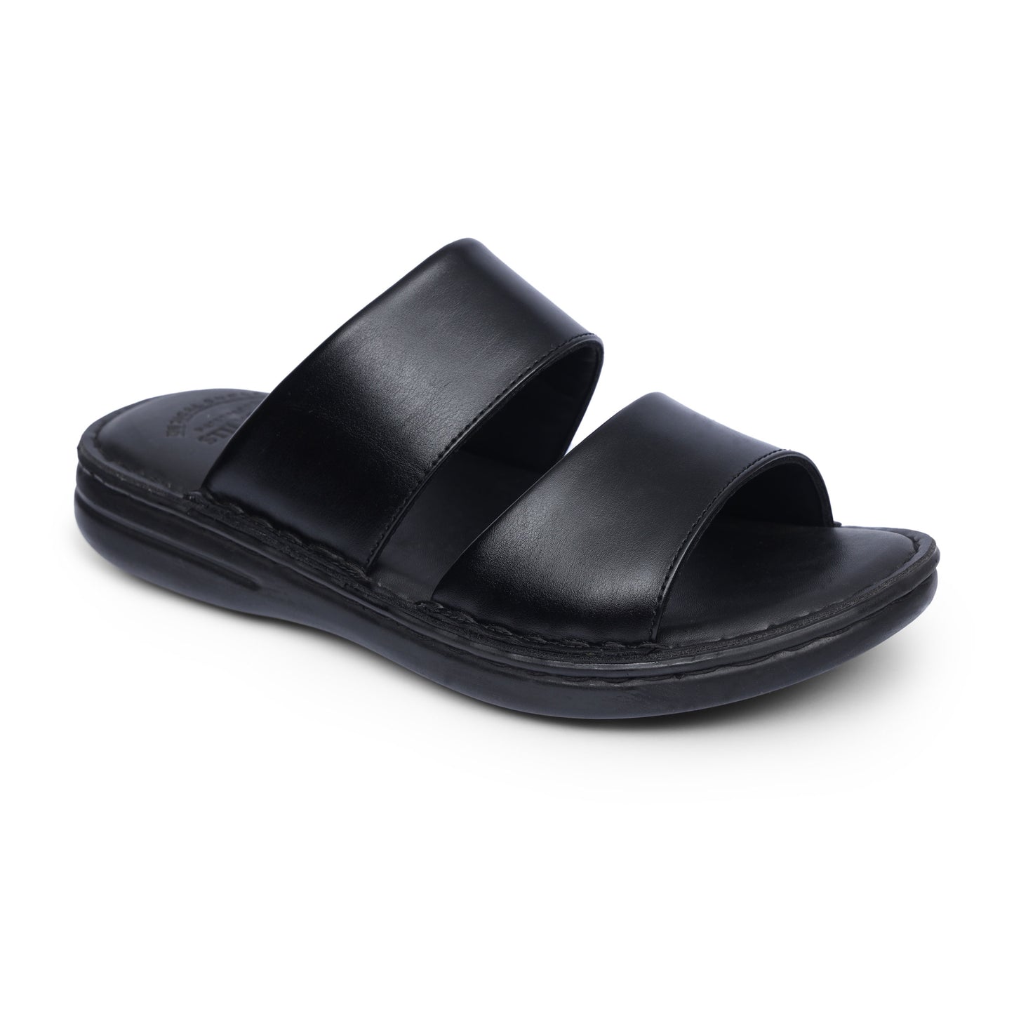 Black Strap Pure Cow Leather Chappal - T1