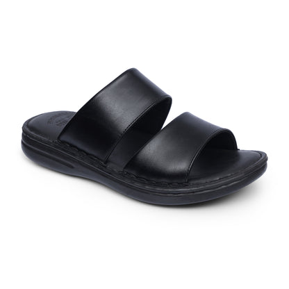 Black Strap Pure Cow Leather Chappal - T1