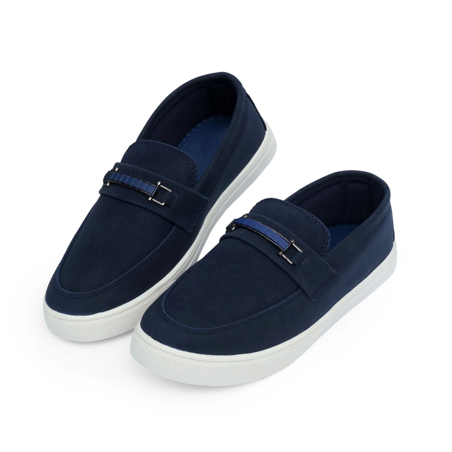 Blue Suede Leather Buckle Loafer – F16