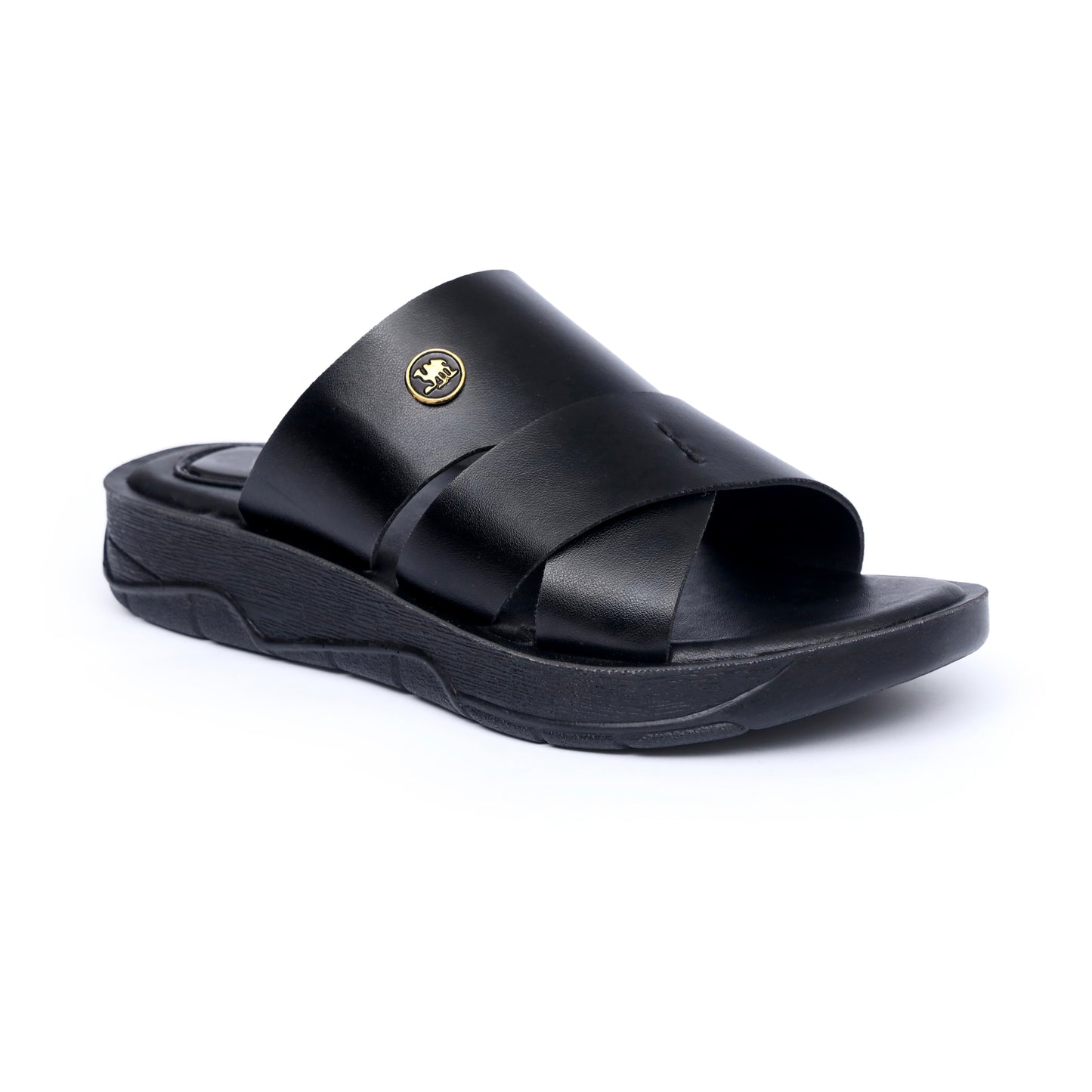 Wavy-Woven Black Slides