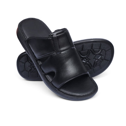 Grain Leather Black Handmade Chappal - T11