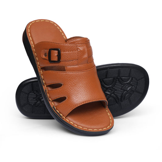 Grain Leather Tan Handmade Chappal - T12
