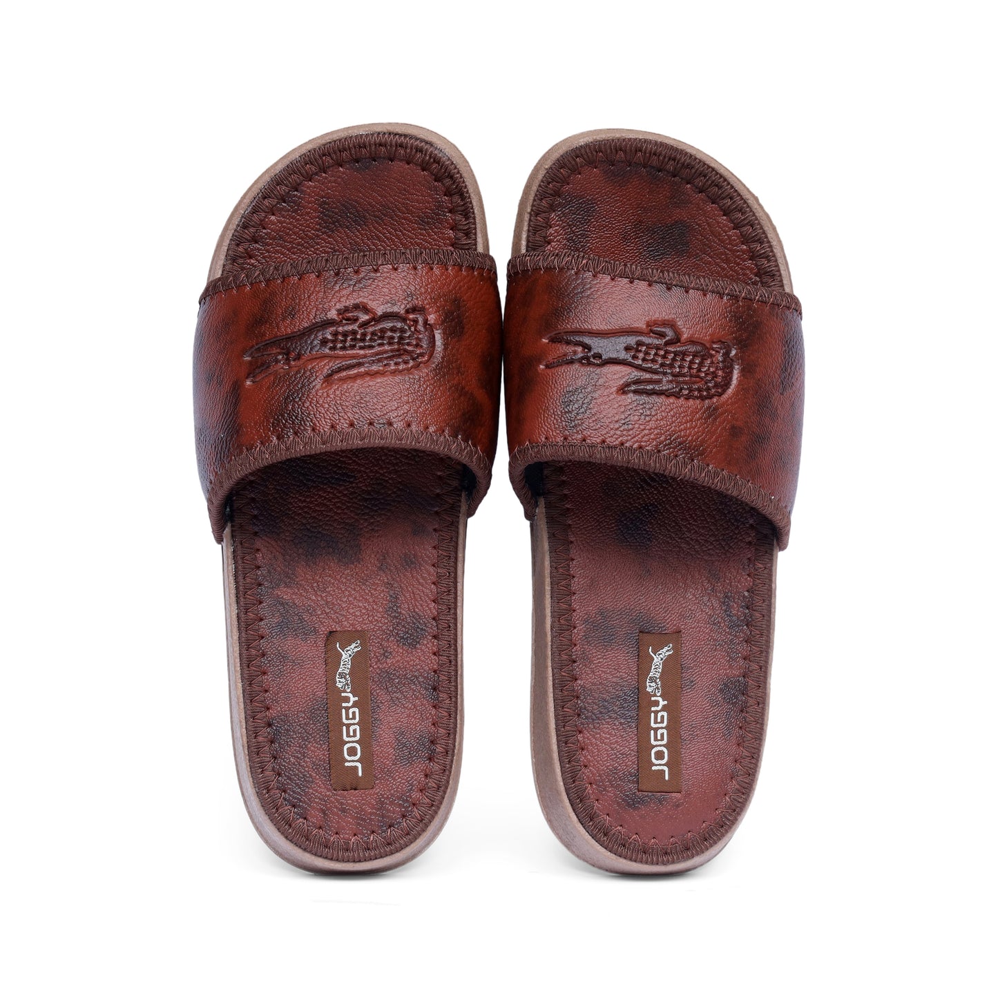 Premium Mustard Brown Pure Leather Slides - HE – 6