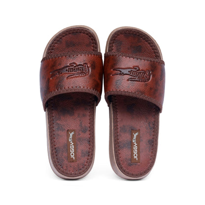 Premium Mustard Brown Pure Leather Slides - HE – 6