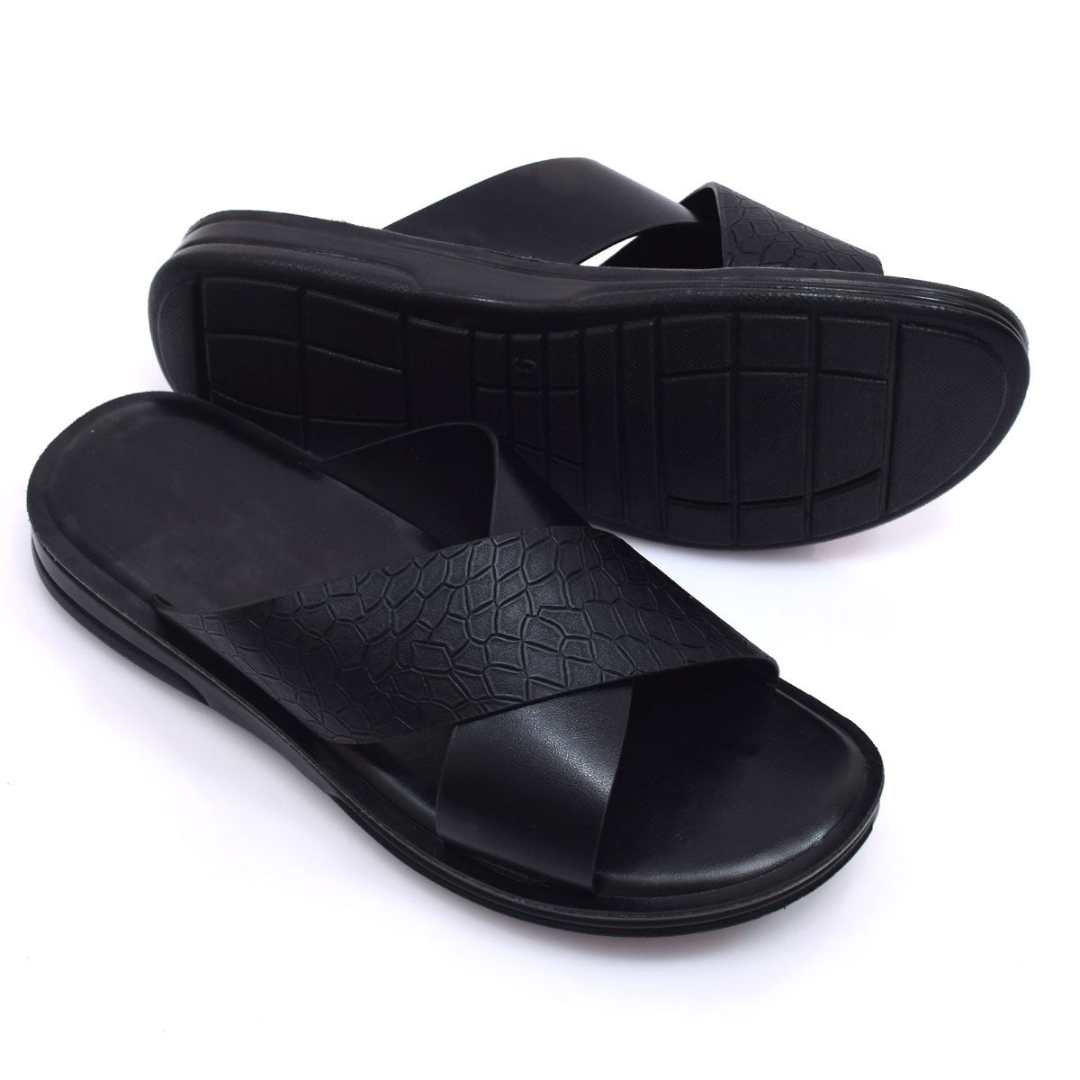 Crown-Cross Black Slides - W9