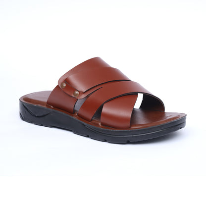 Wavy-Woven Tan Slides