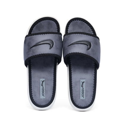 Premium Ash Grey Pure Leather Slides - HE - 3