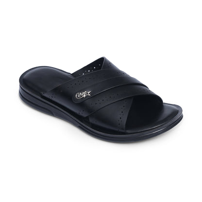 Cross-Buckled Black Slides - W4