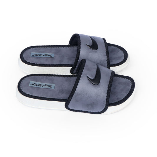 Premium Ash Grey Pure Leather Slides - HE - 3