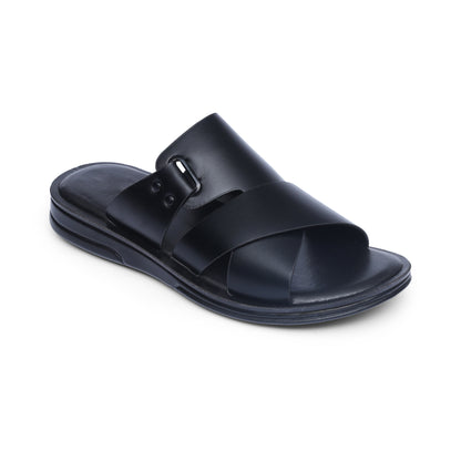 Cross-Buckled Black Slides - V8