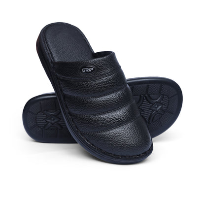 Grain Leather Black Handmade Mule - T14