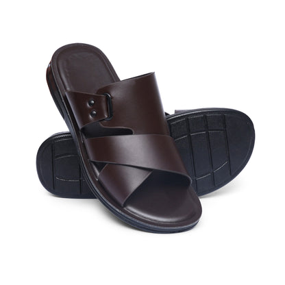 Cross-Buckled Brown Slides - V8