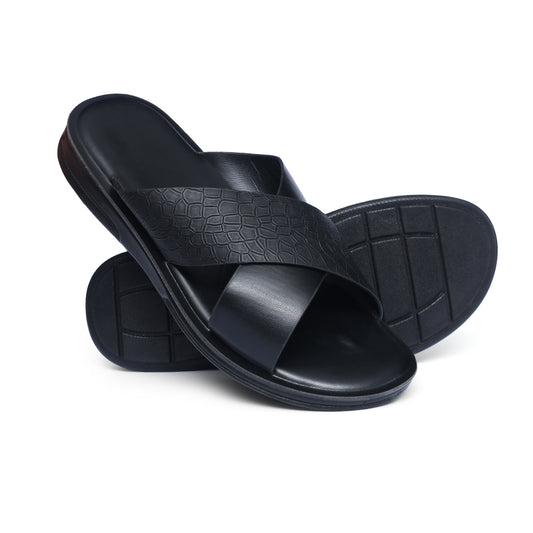 Crown-Cross Black Slides - W9