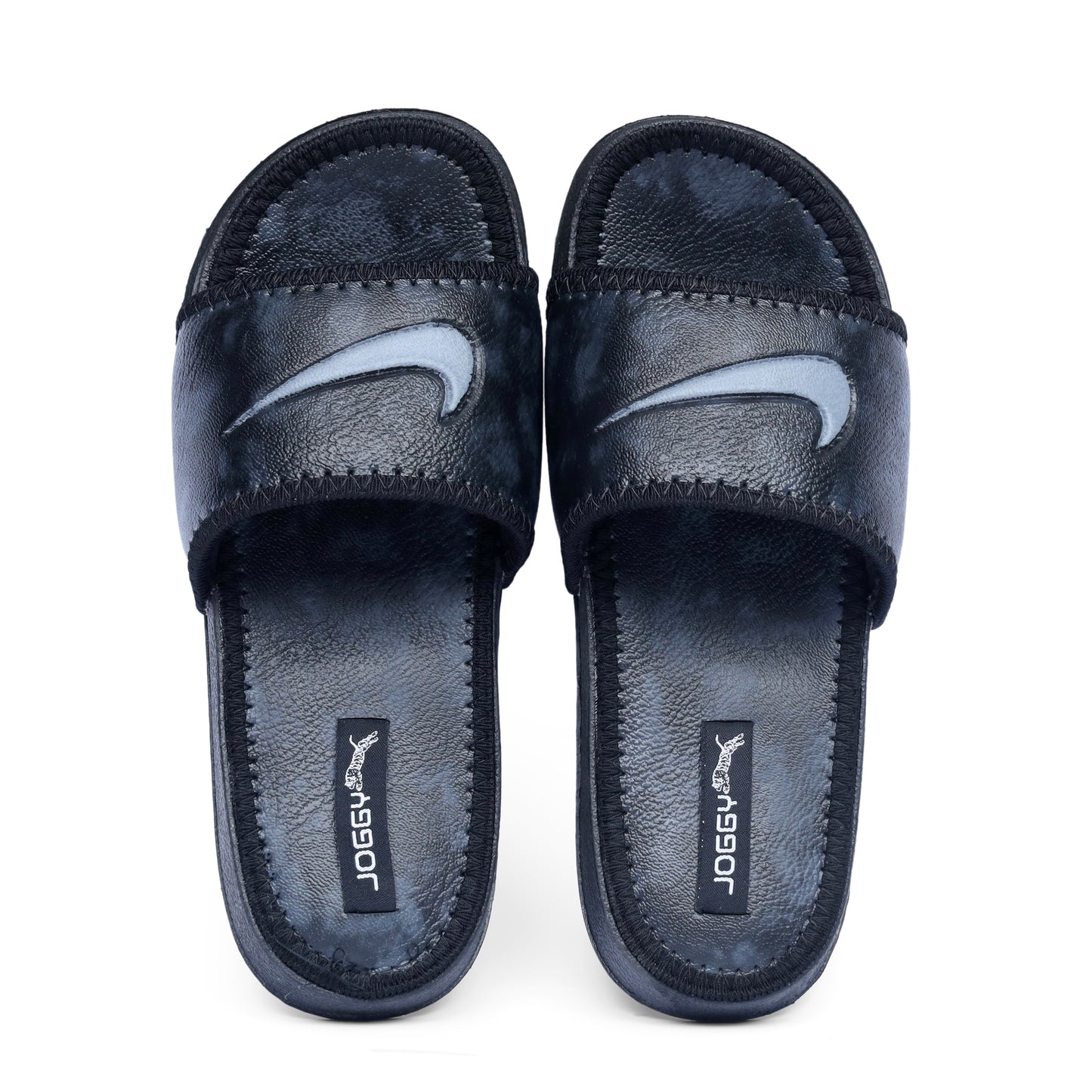 Premium Black Pure Leather Slides - HE - 3