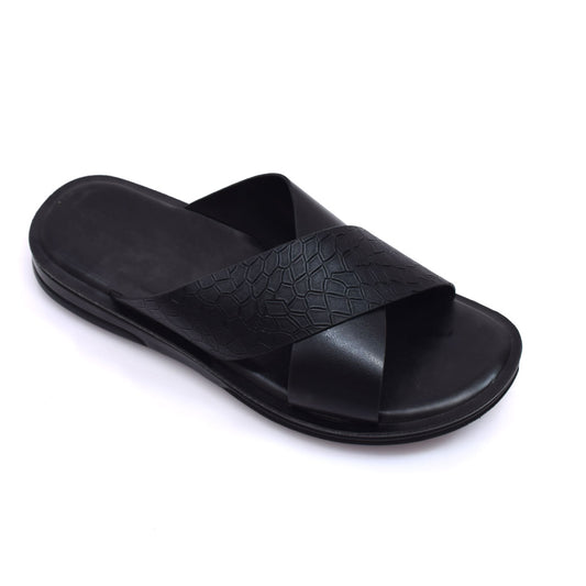 Crown-Cross Black Slides - W9