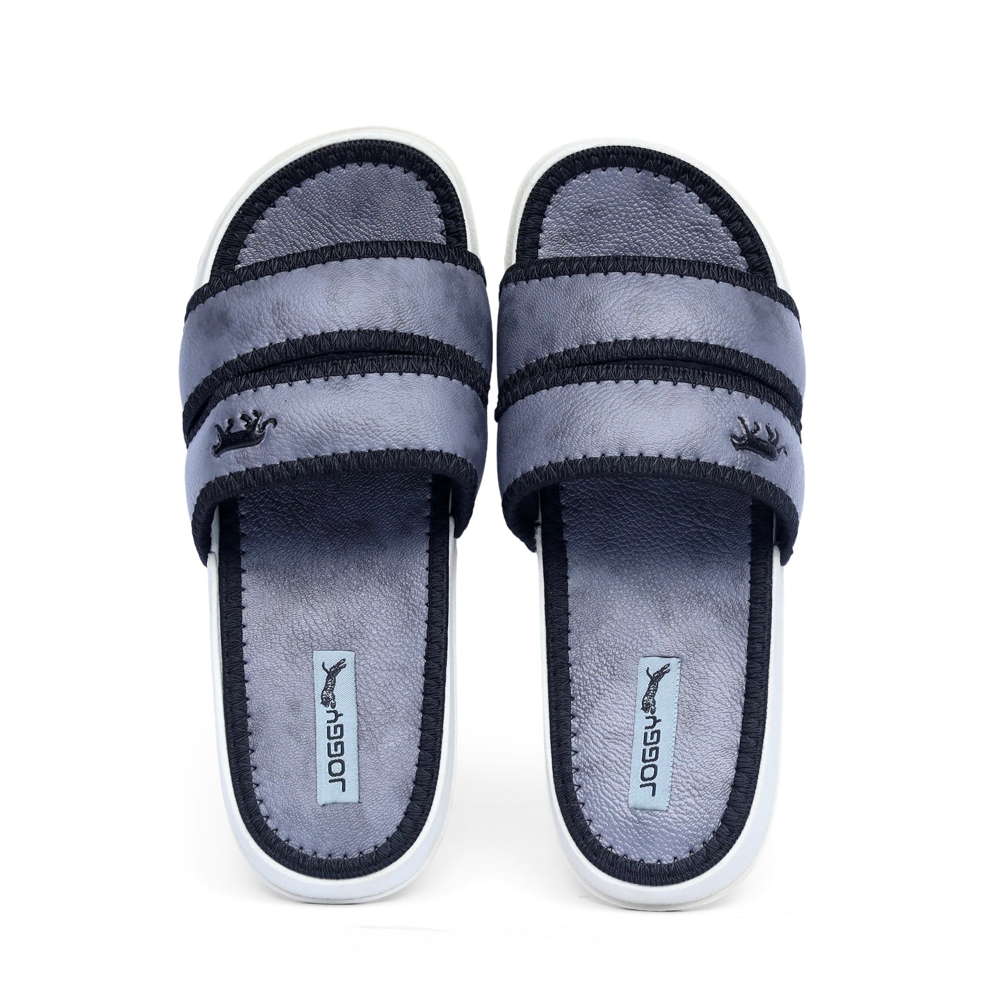 Premium Ash Grey Strap Pure Leather Slides - HE - 4
