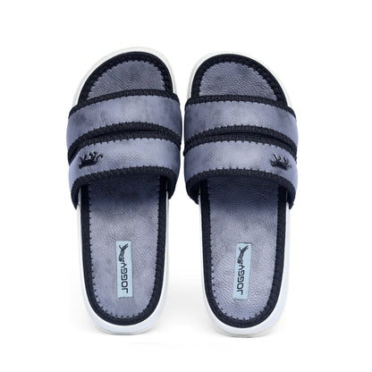 Premium Ash Grey Strap Pure Leather Slides - HE - 4