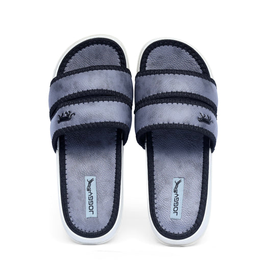 Premium Ash Grey Strap Pure Leather Slides - HE - 4