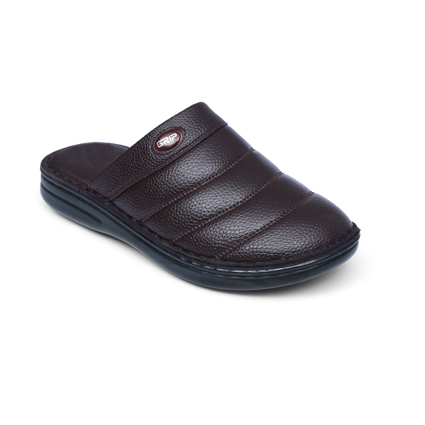 Grain Leather Brown Handmade Mule - T14