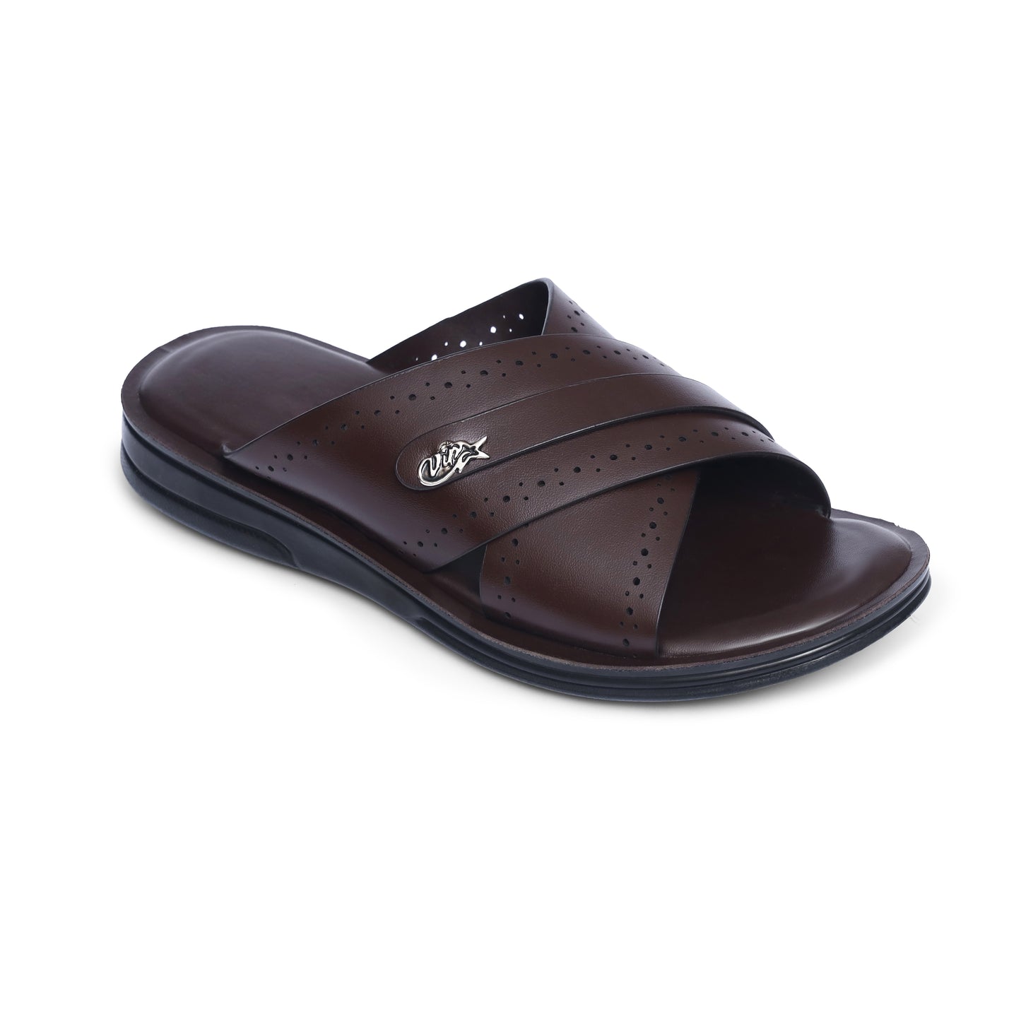 Cross-Buckled Brown Slides - W4