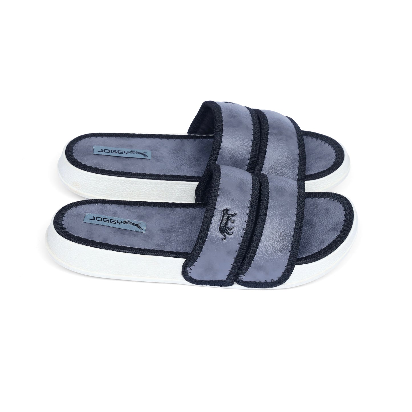 Premium Ash Grey Strap Pure Leather Slides - HE - 4