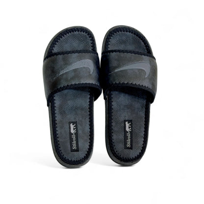 Black Pure Leather Nike Slides - HE - 3