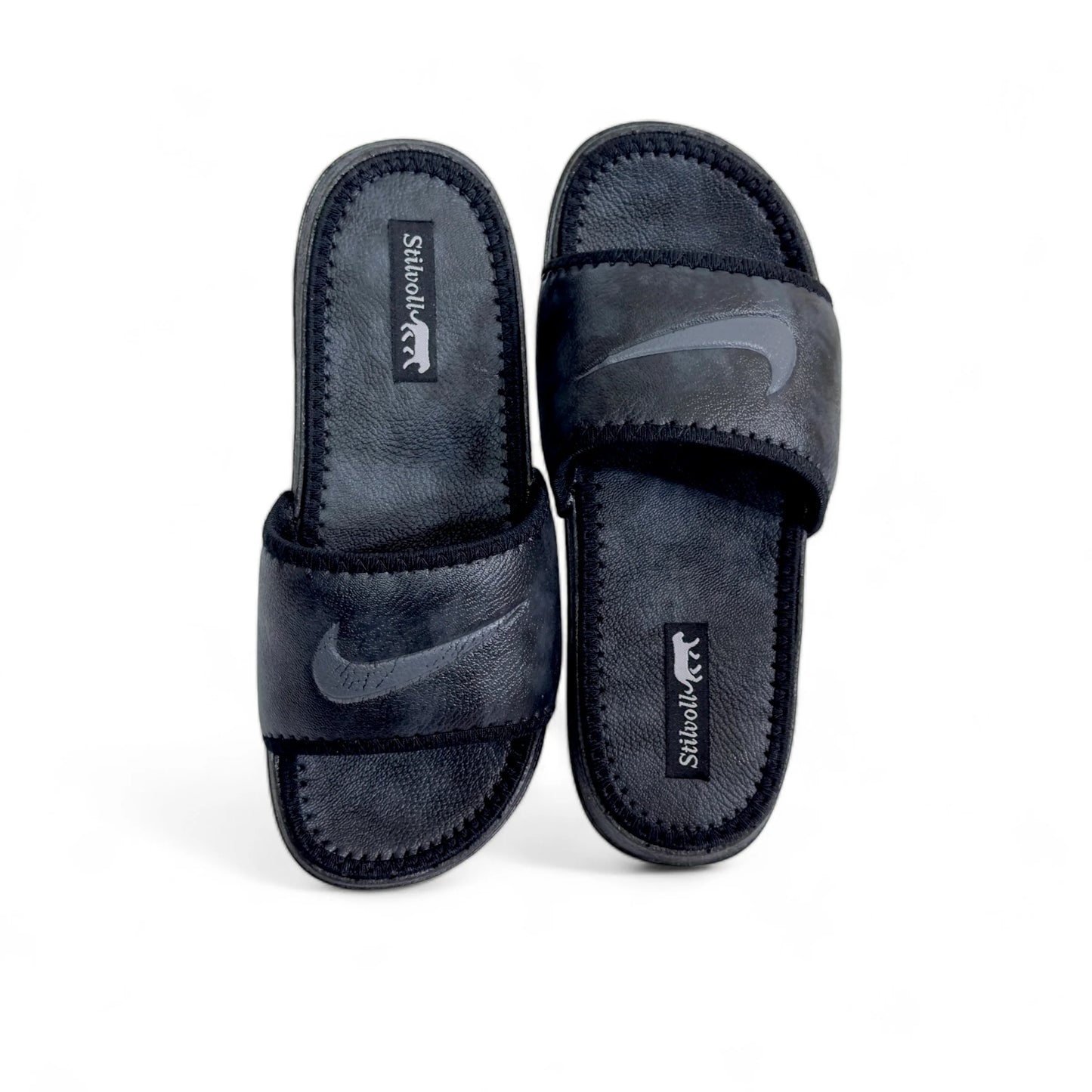 Black Pure Leather Nike Slides - HE - 3