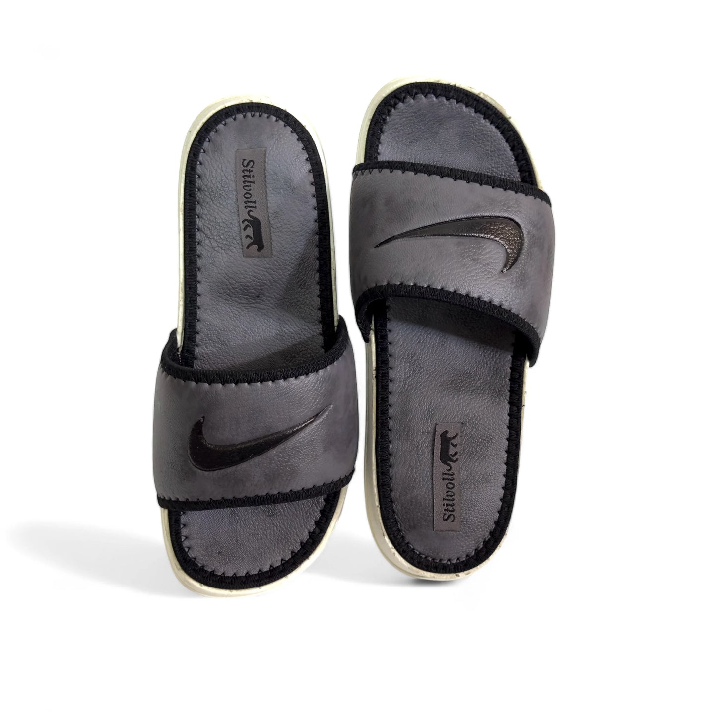 Dark Grey Pure Leather Nike Slides - HE - 3