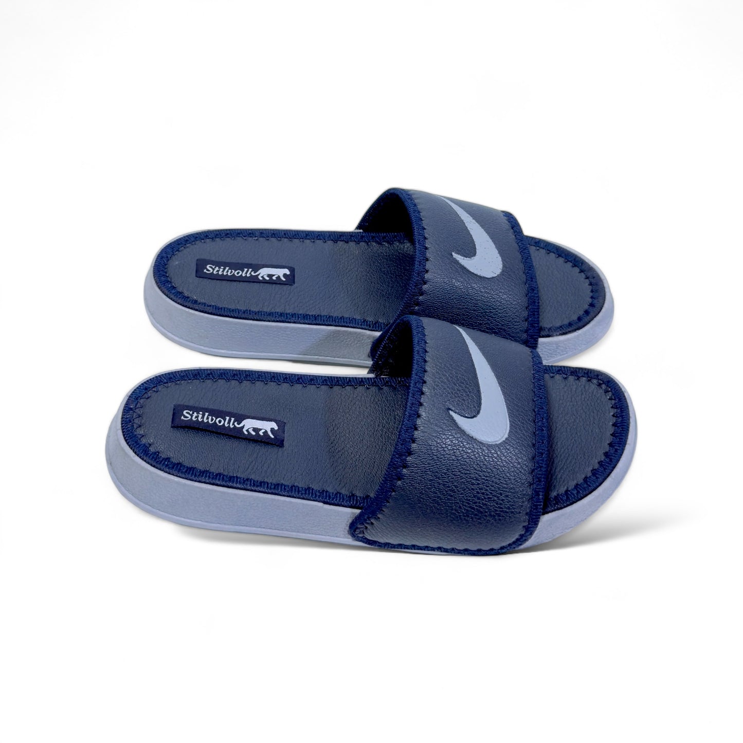 Navy Blue Nike Pure Leather Slides - HE - 3