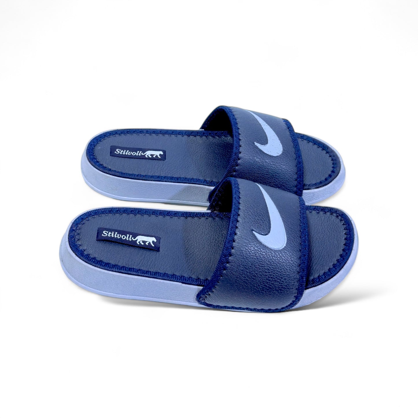 Dark Blue Nike Pure Leather Slides - HE - 3