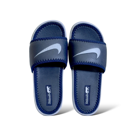 Navy Blue Nike Pure Leather Slides - HE - 3