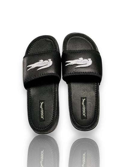 Black Lacoste Pure Leather Slides - HE – 6