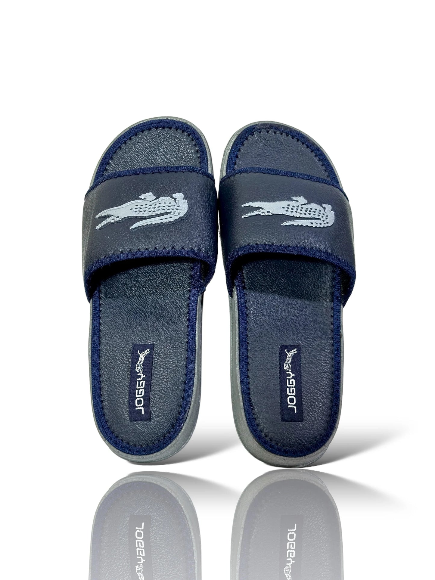 Blue Lacoste Pure Leather Slides - HE – 6