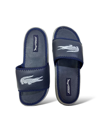 Blue Lacoste Pure Leather Slides - HE – 6