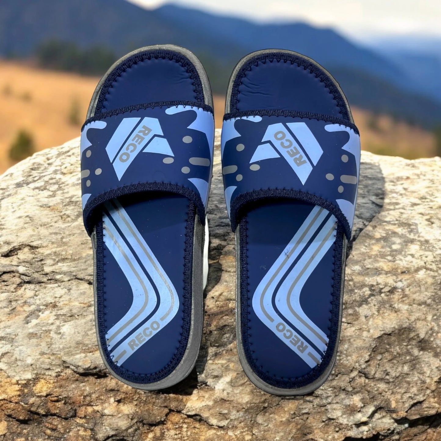 Blue Reco Pure Leather Slides - HE – 7