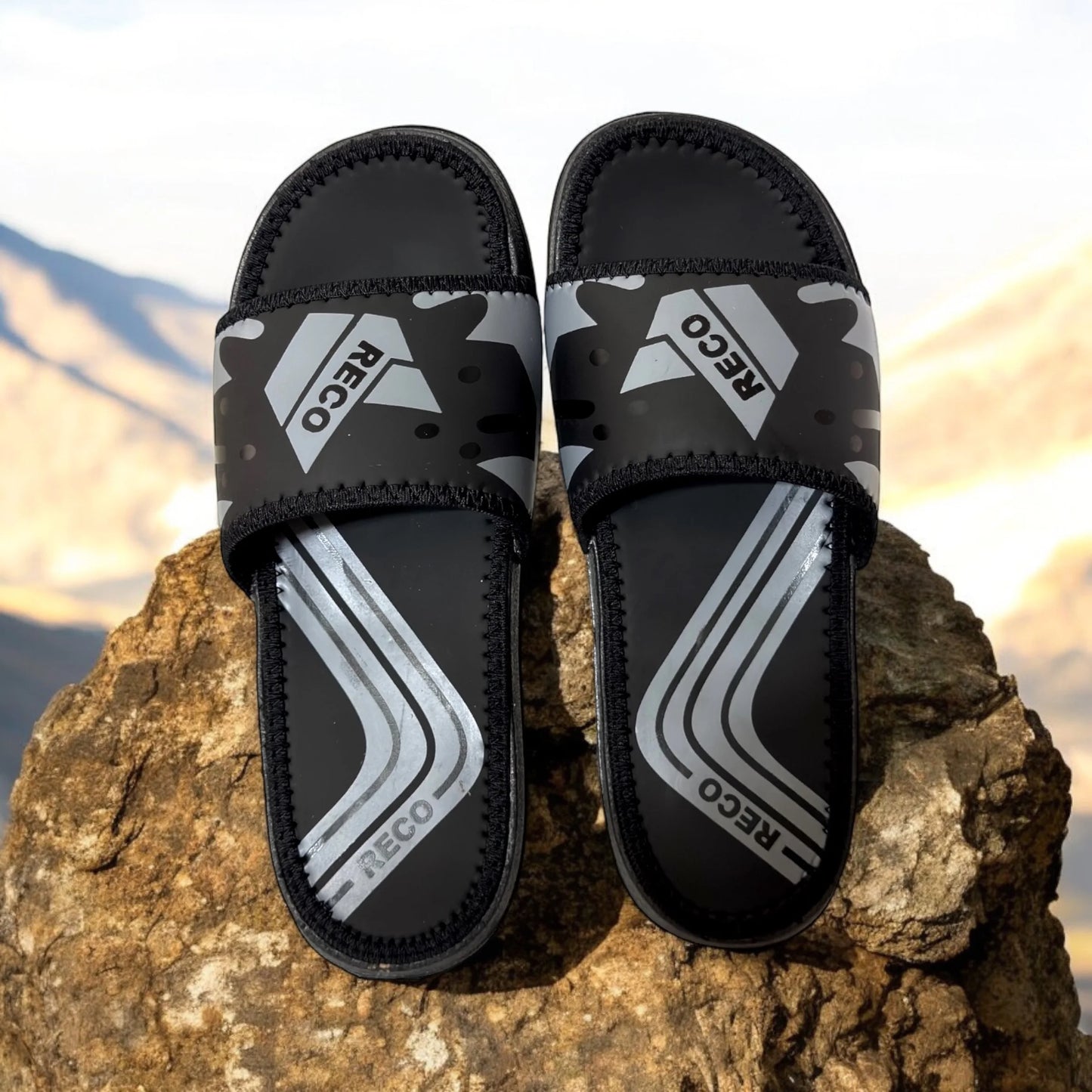 Black Reco Pure Leather Slides - HE – 7